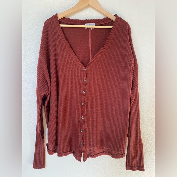 For the Republic Waffle Thermal Button Down Shirt Size Medium - Picture 1 of 3